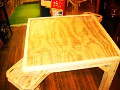 Unfinished domino or game table available at Antiques, Art, and Beer in Shiner, Texas. Call 361-594-2337 to order and for shipping information.